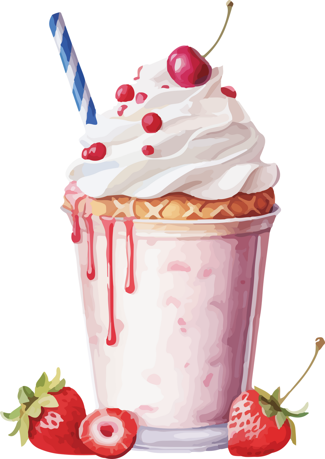 Sweet milkshake in watercolor drawing style