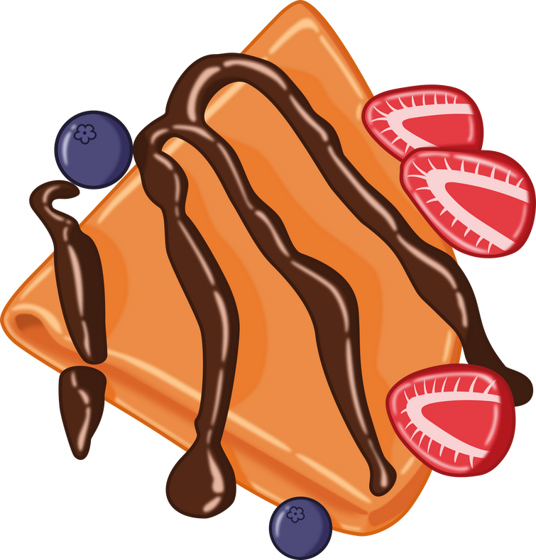 Chocolate and Fruits Crepes Illustration